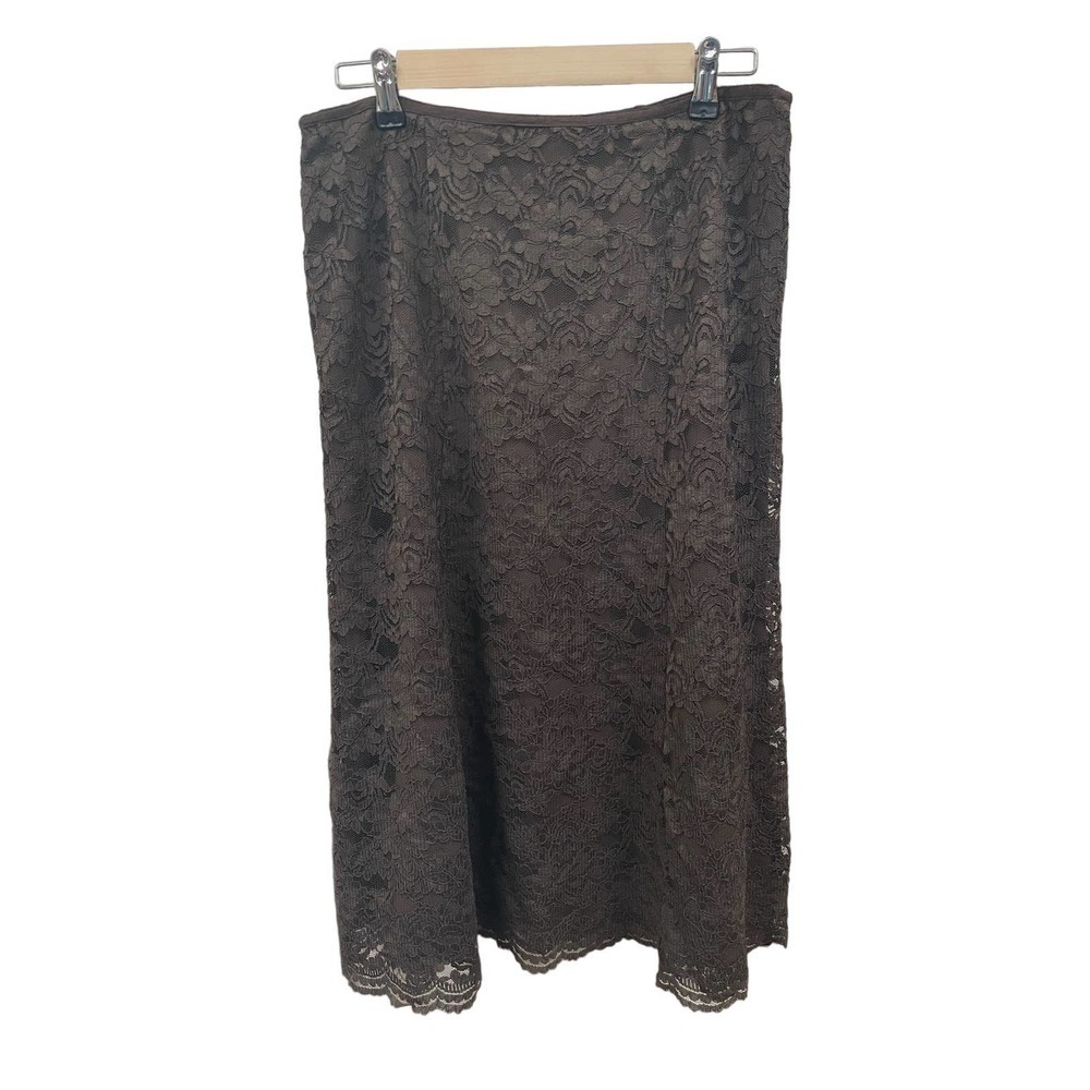Liz Claiborne Brown Lace Knee Length Straight Pencil Skirt Size 10